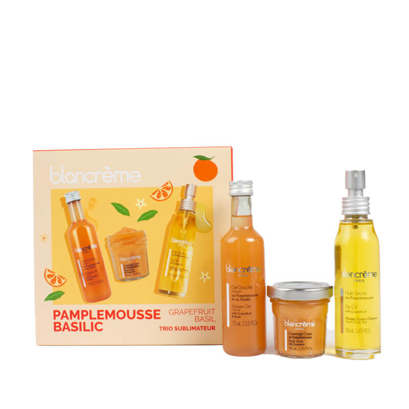 Sublime Corps - Coffret Gel Douche 75 ml + Huile Sèche + Gommage Pamplemousse et Basilic 1